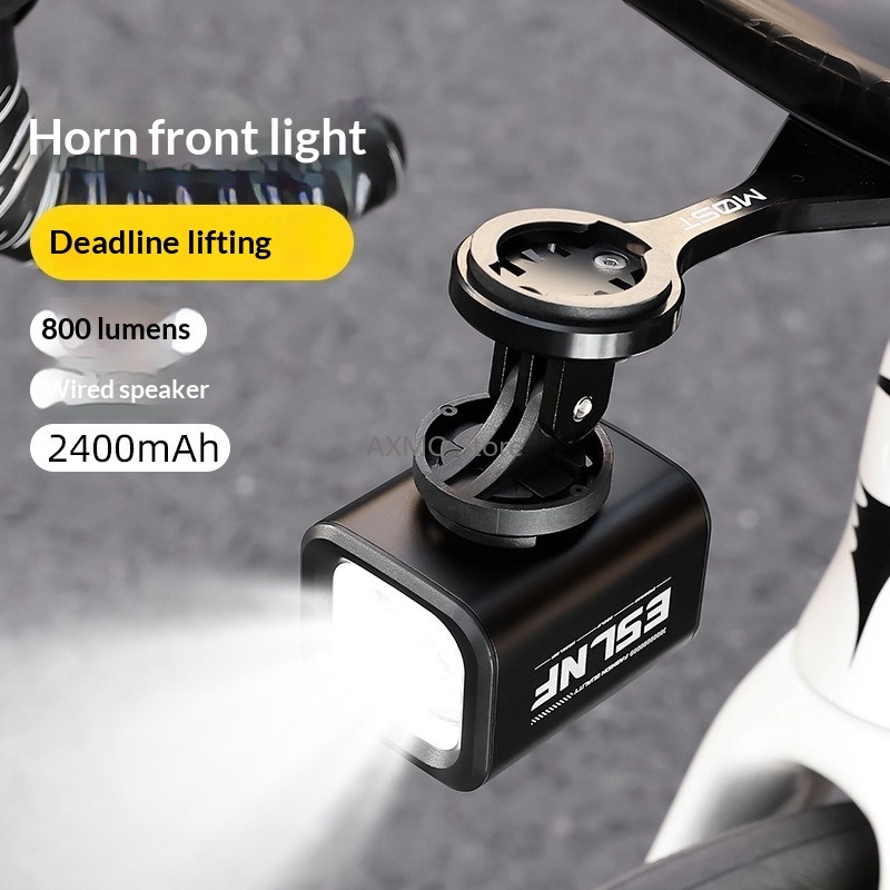 Road Cycling Essential Gear - Farol de bicicleta com buzina recarregável,